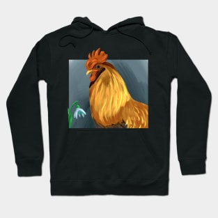 Rooster and snowdrop flower Hoodie